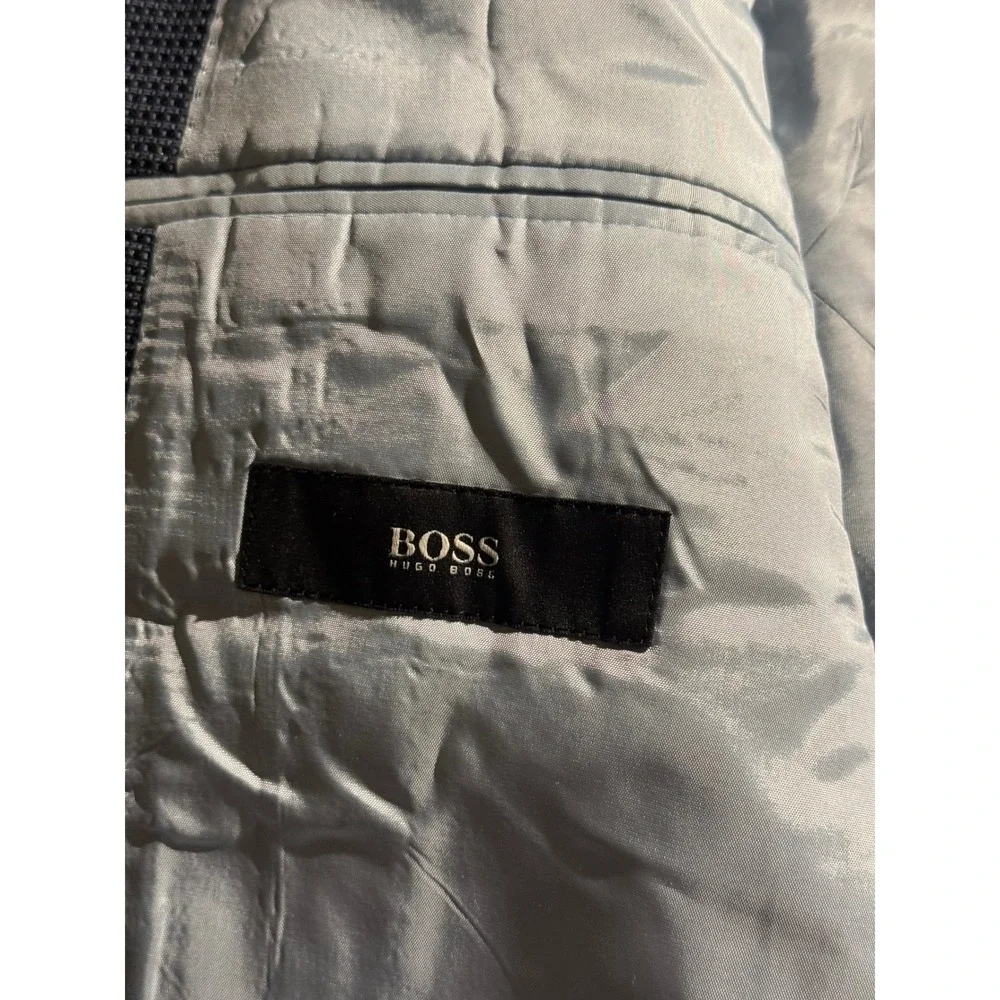 Hugo Boss Scorsese US Mens 40R Blazer Wool Silk Saks Fifth Avenue Blue Grey